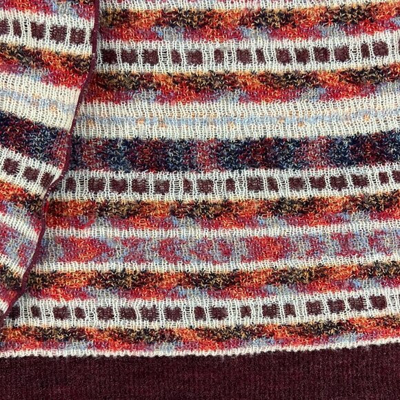 Anthropologie Moth Burgundy Multicolor Hooded Wrap Poncho Scarf Sweater - Picture 5 of 11